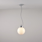 Original BTC Globe Pendant Small Opal Shade / Chrome Fitting On