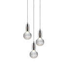 Lee Broom Crystal Bulb 3 Piece Chandelier Polished Chrome Clear Bulbs