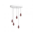 Petite Friture Cherry LED Multiple Cluster Pendant Round Brown Red & Rose Gold