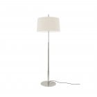 Santa & Cole Diana Floor Lamp Satin Nickel Structure/White Linen Shade