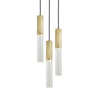 J. Adams & Co Flume 50 3 Drop Pendant Satin Brass - Clear Glass