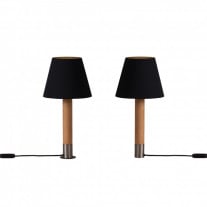 Santa & Cole Basica M1 Table Lamp Black Ribbon with Nickel Base