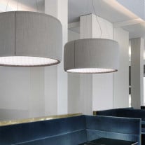 Luceplan Silenzio LED Suspension in Restaurant