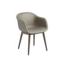 Muuto Fiber Armchair Leather Shell - Stone/Dark Brown