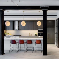 Lee Broom Crescent Pendants in a Kitchen