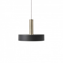 ferm LIVING Collect Pendant Record High Brass Socket with Black Shade