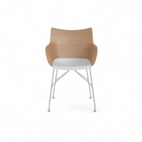 Kartell Smart Wood Q/Wood Chair Slatted Ash Light Wood White Seat Chrome