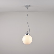 Original BTC Globe Pendant Small Opal Shade / Chrome Fitting On