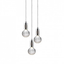 Lee Broom Crystal Bulb 3 Piece Chandelier Polished Chrome Clear Bulbs