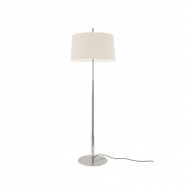 Santa & Cole Diana Floor Lamp Satin Nickel Structure/White Linen Shade