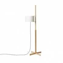 Santa & Cole TMM Floor Lamp White Shade with Beech Structure