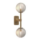 Astro Tacoma Twin Globe Wall Light Antique Brass Globe Ribbed Clear