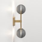 Astro Tacoma Twin Wall Light Antique Brass Ribbed Smoke Glass Shade