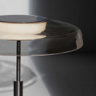 Close Up of Smoked Glass Oluce Dora LED Table Lamp