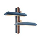Bert Frank Rinato LED Double Wall Light Left Brushed Brass Blue