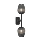 Astro Tacoma Twin Tulip Wall Light Matt Black Tulip Ribbed Smoke