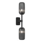 Astro Tacoma Twin Reed Wall Light Matt Black Reed Ribbed Smoke
