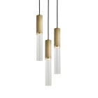 J. Adams & Co Flume 50 3 Drop Pendant Antique Brass - Clear Glass