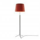 Santa & Cole Pie de Salon G1 Floor Lamp Red Amber Shade with Chrome Plated Structure