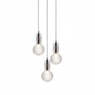 Lee Broom Crystal Bulb 3 Piece Chandelier Polished Chrome Frosted Bulbs