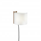 Santa & Cole TMM Corto Wall Light White Parchment Shadw with Beech Wood Structure Cable and Plug