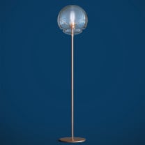 Artemide Vitruvio Floor Lamp Brass on Blue Background
