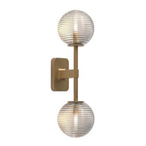 Astro Tacoma Twin Globe Wall Light Antique Brass Globe Ribbed Clear