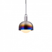 Buster + Punch Forked Shade + Globe Pendant Medium Opal Glass Burnt Steel Shade