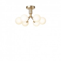 Nuura Apiales 6 Ceiling Light Brushed Brass/Opal White Glass