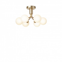 Nuura Apiales 6 Ceiling Light Brushed Brass/Opal White Glass