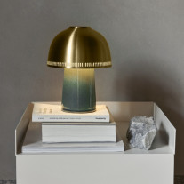 &Tradition Raku LED Portable Lamp Blue Green & Brass