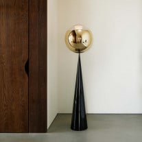 Gold Tom Dixon Mirror Ball Fat Cone LED Floor Lamp