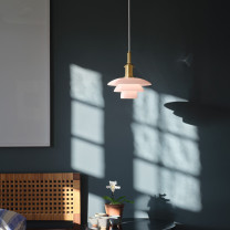 Louis Poulsen 3/3 Pale Rose Pendant in bedroom