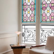 Louis Poulsen PH 2/1 Pale Rose Brass Table Lamp on pink surface