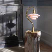 Louis Poulsen PH 2/2 Question Mark Pale Rose Table Lamp in living room