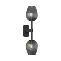 Astro Tacoma Twin Tulip Wall Light Matt Black Tulip Ribbed Smoke