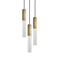 J. Adams & Co Flume 50 3 Drop Pendant Antique Brass - Clear Glass