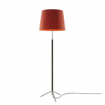 Santa & Cole Pie de Salon G1 Floor Lamp Red Amber Shade with Chrome Plated Structure