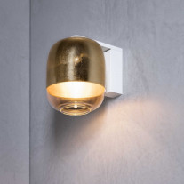 Prandina Gong W1 LED Wall Light in Gold Leaf / Matt White Structure