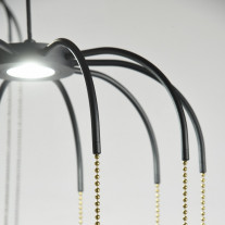 Axolight Alysoid LED Suspension Anthracite grey and natural brass
