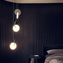 Lee Broom Chrome Eclipse LED Chandelier  n Bedroom