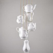 Original BTC Teapot Group of Seven Pendant Light Off