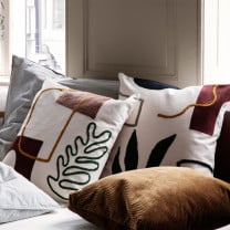 Ferm Living Mirage Cushion Leaf Set on Sofa