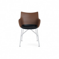 Kartell Smart Wood Q/Wood Chair Basic Veneer Dark Wood Black Seat Chrome