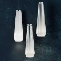 Diesel Living with Lodes Glass Drop Pendant Chrome and White On