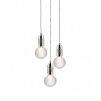 Lee Broom Crystal Bulb 3 Piece Chandelier Polished Chrome Frosted Bulbs