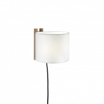 Santa & Cole TMM Corto Wall Light White Parchment Shadw with Beech Wood Structure Cable and Plug