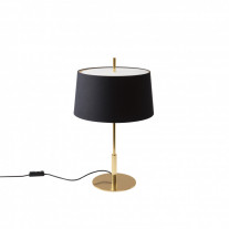 Santa & Cole Diana Menor Table Lamp Shiny Gold Structure/Black Linen Shade