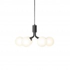 Nuura Apiales 6 Chandelier Satin Black/Opal White Glass