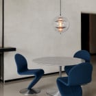 Verpan VP Globe Brushed Aluminium Pendant Above Dining Table